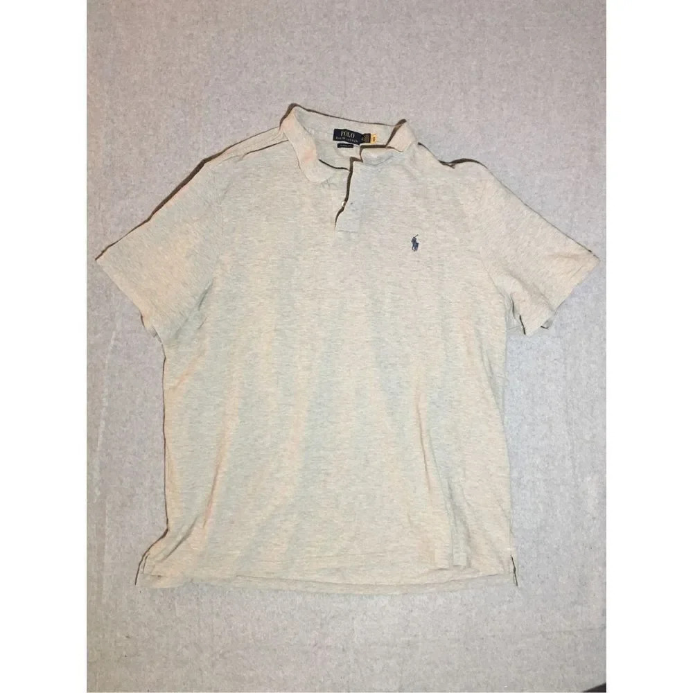 Mens Polo Ralph Lauren Polo Shirt Size XXL Cotton Sustainable Grey Basic Classic